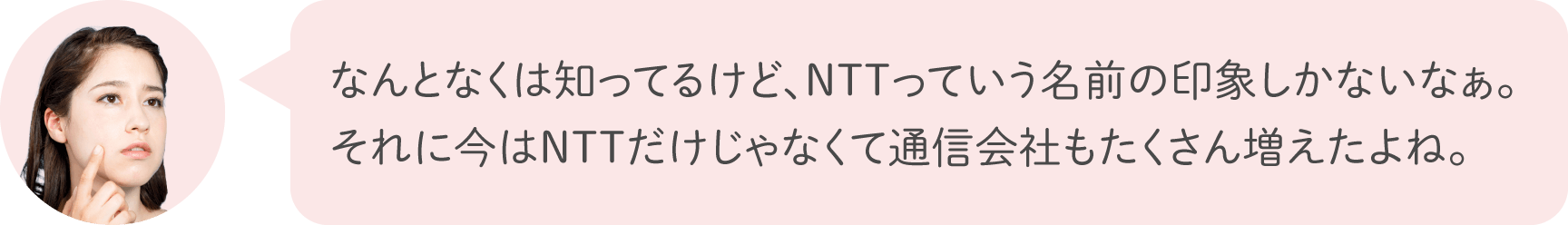 なんとなくは知ってるけど、NTTっていう名前の印象しかないなぁ。それに今はNTTだけじゃなくて通信会社もたくさん増えたよね。