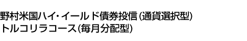 野村米国ハイ・イールド債券投信 (通貨選択型) トルコリラコース (毎月分配型)