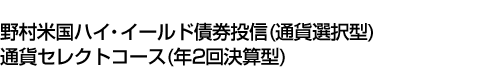 野村米国ハイ・イールド債券投信 (通貨選択型) 通貨セレクトコース(年2回決算型)