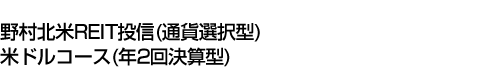 野村北米REIT投信(通貨選択型)米ドルコース(年2回決算型)