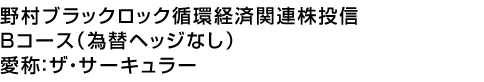 野村ブラックロック循環経済関連株投信 Bコース(為替ヘッジなし) 愛称:ザ・サーキュラー