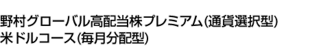 野村グローバル高配当株プレミアム (通貨選択型) 米ドルコース(毎月分配型)
