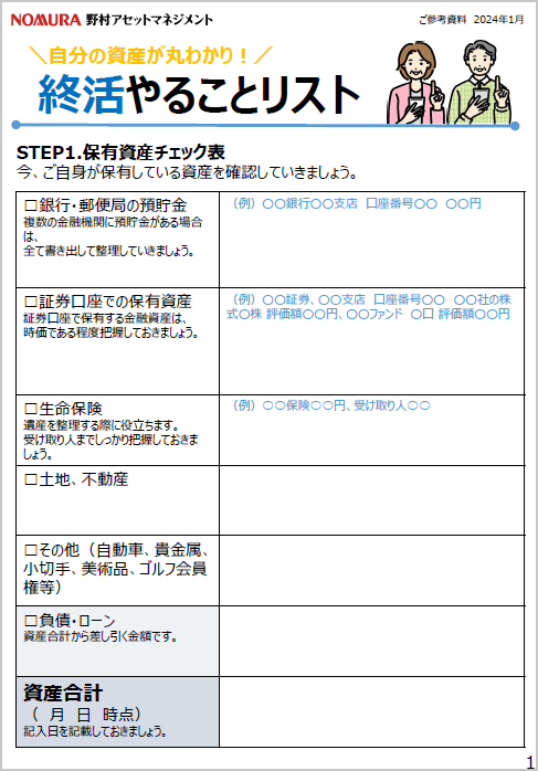 終活やることリストの図