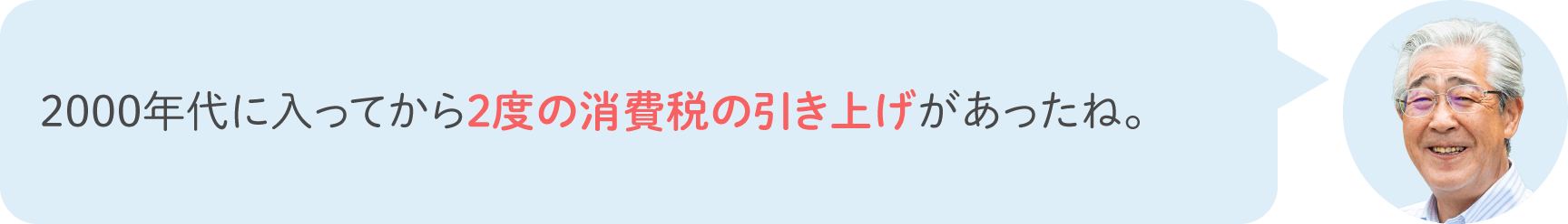 2000年代に入ってから2度の消費税の引き上げがあったね。