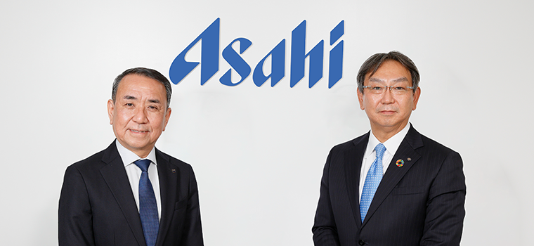 左：アサヒグループホールディングス株式会社 代表取締役社長 CEO　勝木 敦志 氏 右：野村アセットマネジメント株式会社 CEO兼代表取締役社長　小池 広靖